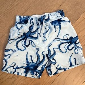 A&F Men's Octopus Print Swim Trunks - Blue on White